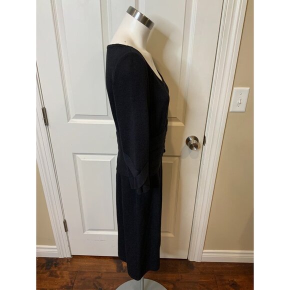 St. John Collection Black Layered Panel 3/4 Sleeve Knit Dress, Size 10 - Picture 2 of 5